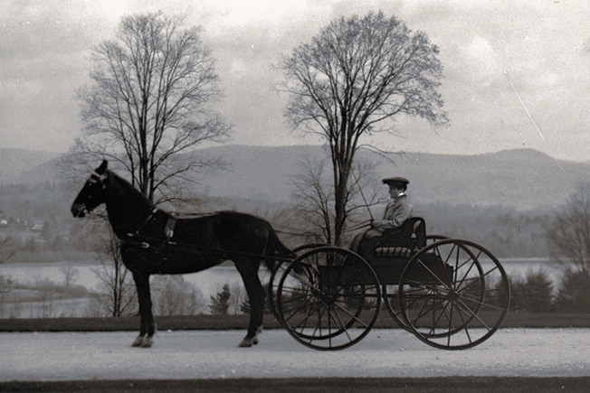 Sylvia driving at Erskine Park, Lenox, Massachusetts, 1905
