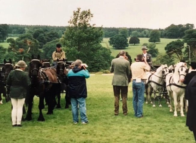 Prince Philip and Jeffrey Lyons with their teams at 1998 Irish Championships Baronscourt