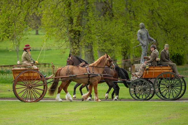 Ewan MacInnes and Elinor Bozenquet passing on the Glamis drive during the routier, both driving carriages owned by Ewan